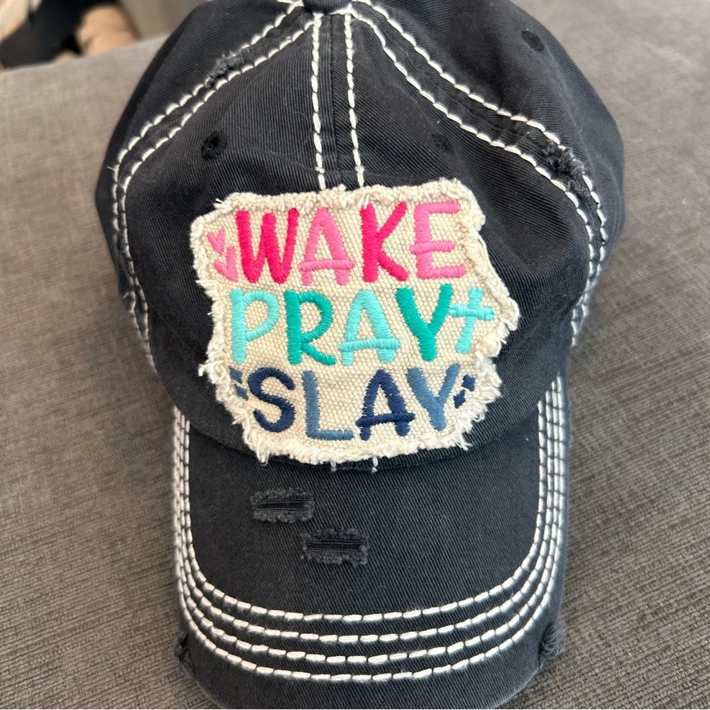 Wake pray slay trucker hat